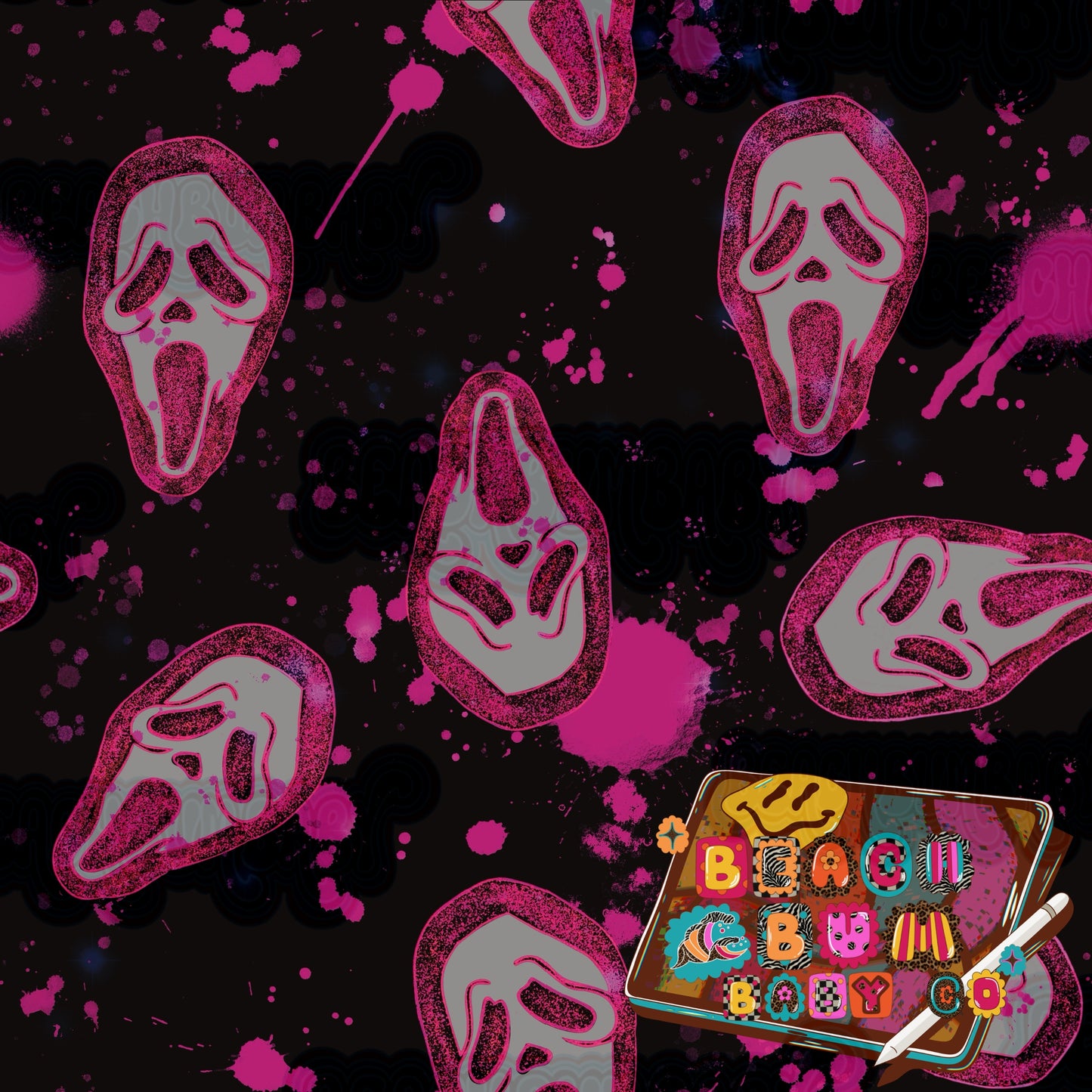 Ghost face pink black & hot pink