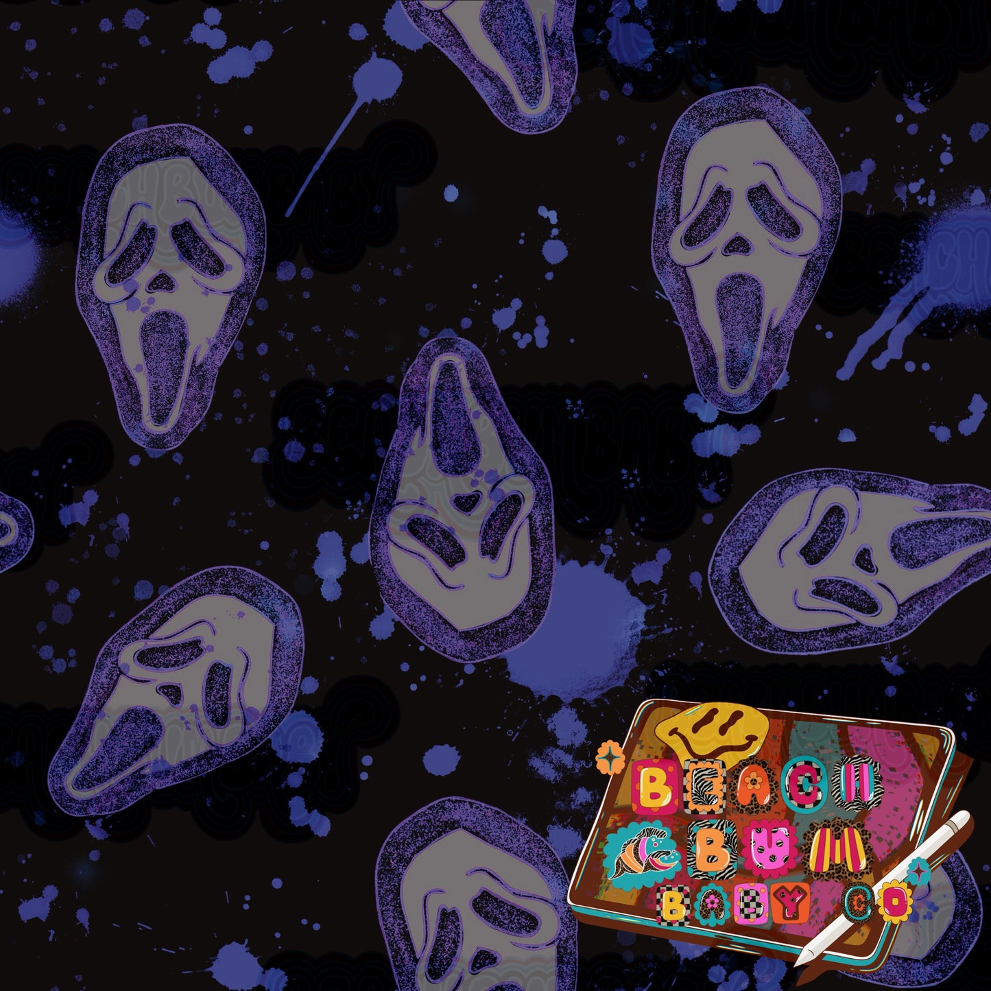 Ghost face pink black & purple